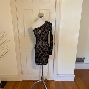 Vintage Forever 21 Asymmetrical Lace one Sleeve Top small